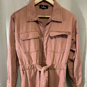 Lulus Better Than Before Mauve Denim Boiler Jumpsuit Size S
